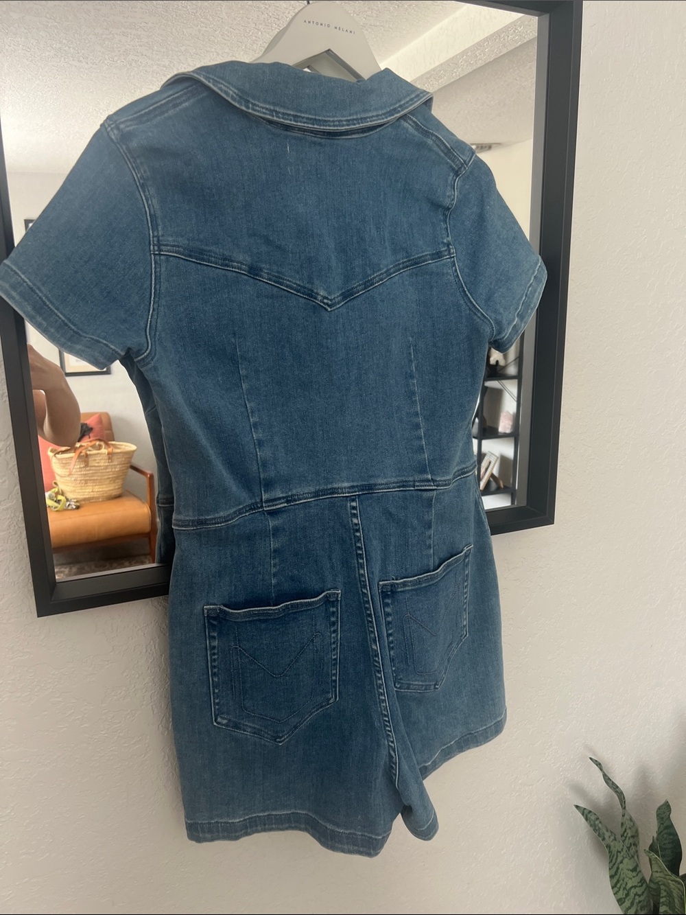 Show Me Your MuMu Blue Denim womens One-Piece Romper with Front Zip - Picture 4 of 4